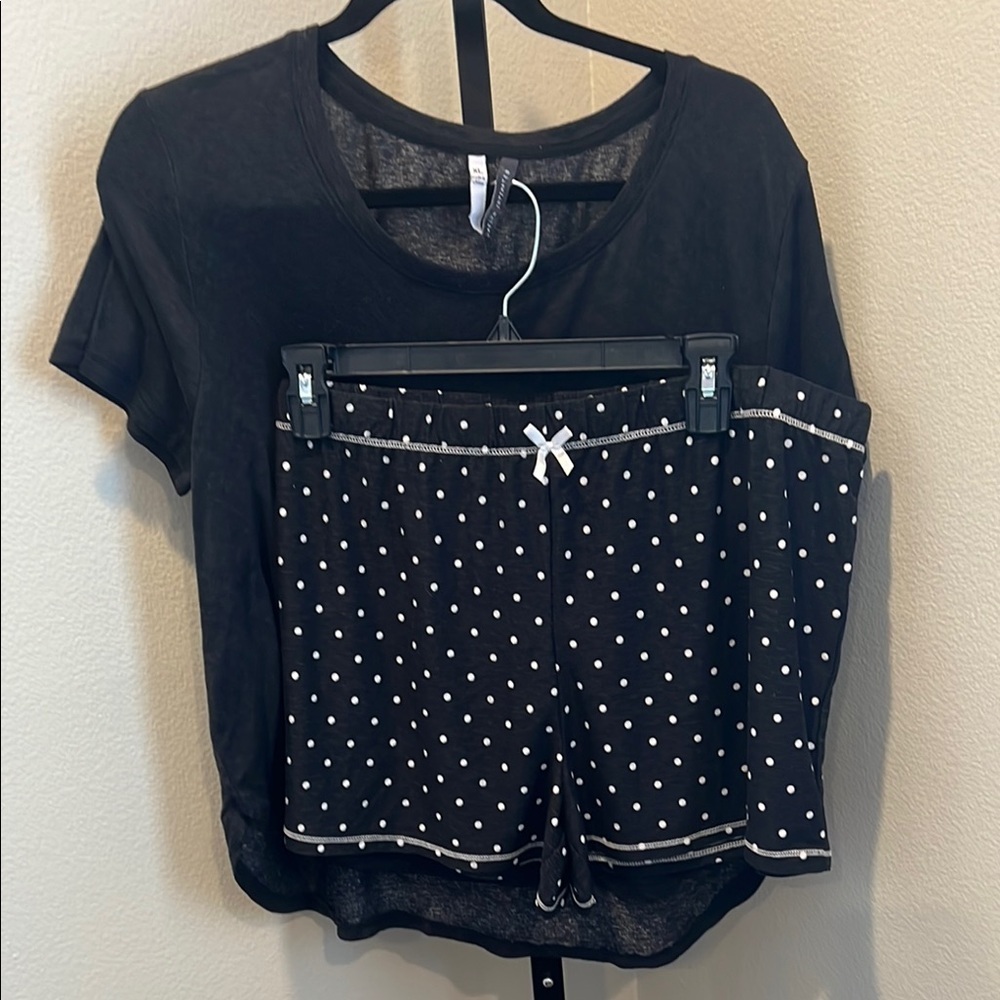 Jaclyn Smith Black and White Polka Dot Pajama Set